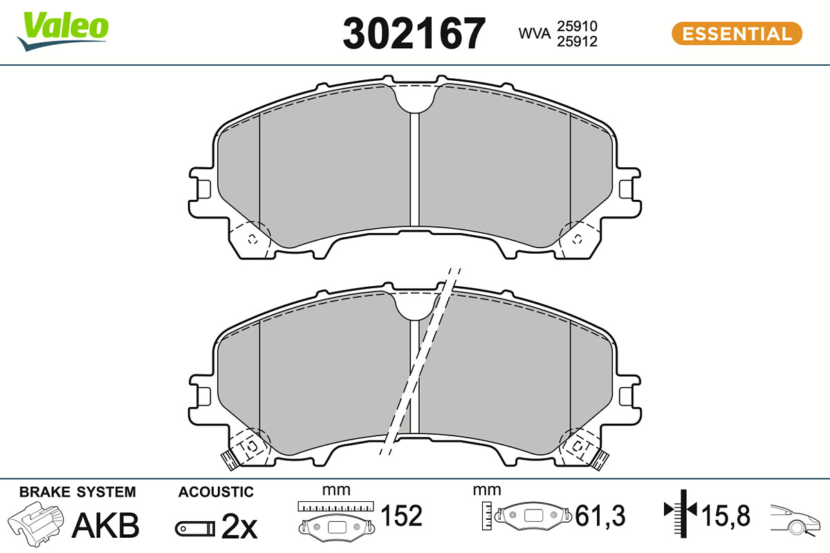 Jeu de 4 plaquettes de frein VALEO ref. 302167
